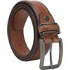 No Limits Cintura Uomo in Vera Pelle con Doppia Cucitura a Contrasto, Alta 3,5 cm, Fibbia Nickel Free, Accorciabile, Con Scatola, Marrone