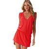 Fuxiang Copricostume Donna Estate Mare Copricostumi Beachwear Vestito Beach Bikini Cover Up Tunica Colletto V Spiaggia Mare Pareo Caftano Costumi da Bagno Abiti Rosso