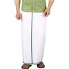 Stylesindia Cotone Singolo Strato Bianco Dhoti 1,8 Metri di Lunghezza Lungi Sarong con Dhoties Colorato Bordo, Bordo verde, taglia unica