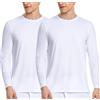 Nutria Maglia Termica Uomo Manica Lunga Pacco da 2, Maglie Termiche con Interno in Pile Girocollo, Biancheria Intima Termica Camicie Foderate in Pile Leggera Sci Corsa Ciclismo 2*Maglia Bianco 2XL