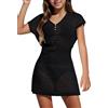 Haloumoning Vestito da spiaggia da ragazza copertura Up bikini estivo poncho manica corta maglia bambini moda costumi da bagno