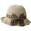 GHTRHSB Cappello di paglia versatile in tessuto retrò fatto a mano con fiocco increspato pieghevole a tesa larga traspirante cappello di protezione solare per viaggi all'aperto, Beige, Taglia unica