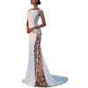 Generisch 2026 Solido Prom Dress Formale Donne Da Sera Lunga Sera Sposa Pizzo Abito Da Sposa Donna, Bianco, M