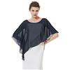 BEAUTELICATE Scialle Coprispalle Elegante Donna Stola Chiffon Scialli Cape Mantello Donna Estivo Elegante Vintage per Cerimonia Sposa Festa （Blu navy, Taglia unica）