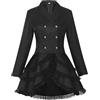 Cexiakong Steampunk Pirata Giacca Medievale Gotico Frack Vittoriano Pizzo Nero Vestito di Halloween Vestito Da Donna Grandi Dimensioni Con Corsetto Steampunk Abito, Nero , M
