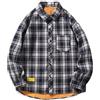 Generisch Camicia da lavoro da uomo a quadri, termica, con tasche, in lana di montone, a quadri, in flanella spessa, imbottita, in pile, giacca da escursionismo, autunno, inverno, giacca da uomo