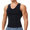 SLIMBELLE Canotta da uomo dimagrante con scollo a V e controllo della pancia, elasticizzata, modellante per il corpo, maglietta a compressione, Nero , L