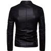 Generic Giacche da uomo in pelle PU con colletto alla coreana, giacca da motociclista con cerniera completa, a maniche lunghe, con tasca, stile vintage anni '90, Giacca in pelle nera da uomo, L