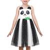 Sunny Fashion Vestito Bambina Gatto Viso Nero Torre Increspatura Danza Festa 4-10 Anni