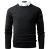 Harbrosrce 2 in 1 Maglioni per Uomo Pullover con Camicie Finte Collare Jumper Maglione Lavorato