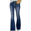 Generico Jeans Larghi Casual con Strass Morbide Confortevole Flared Fit Jeans con Tasche Bootcut Donna Pantaloni a Palazzo Elasticizzati Pantaloni Skinny con Brillantini (Blue, M)