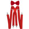 axy - bretelle per pantaloni da uomo con papillon - 4 Clip a forma di X con tenuta forte Rosso (bretelle larghe 2,5 cm). taglia unica