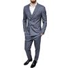 Evoga Abito Uomo Sartoriale Completo Vestito Doppiopetto gessato Elegante Cerimonia (46, Grigio)