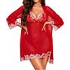 RSLOVE Lingerie Donna Sexy Babydoll in Pizzo Camicia da Notte Set di Pigiama Completo Intimi Vestaglia A Rete