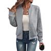 RUISHH Giacca da donna a maniche lunghe Giacca Casual Bomber Giubbotto Baseball Giacca Leggera con Cerniera Grigio M