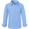 Loveternal Camicia Ragazzi Manica Lunga Azzurro Camicie Camicia Tradizionale per Bambini Taglio Regolare Camicia Casual Tinta Unita Maglia Manica Lunga Ragazzi 11-12 Anni