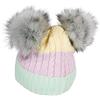 styleBREAKER Berretto a Righe per Bambini con 2 PON PON,Menta-Lilla-Giallo