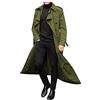 Generisch Trench Coat - Giacca da uomo in tinta unita, leggera, per le mezze stagioni, con bottoni, a vento e bottoni, vestibilità stretta, lunga, antivento, antivento, giacca invernale da uomo, verde
