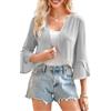 Yekaty Coprispalle da donna con maniche a 3/4 cardigan corto leggero estivo trasparente bolero coprispalle per abiti, C Argento, S