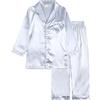 Verve Jelly Pigiama da bambino per bambini Set da pigiama a maniche lunghe Camicia abbottonata Pantaloni da notte Pigiami da notte per ragazze Pigiami da notte Argento 160 12-13 anni