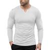 Agilelin Magliette Elasticizzate da Uomo con Scollo a V,T-Shirt Maniche Lunghe vestibilità Slim,Biancheria Intima Casual (White/L)
