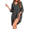 Uniexcosm Camicia da Notte, Camicia Notte Donna Cotone Modale in Pizzo Scollo a V con Tasca Manica a 3/4