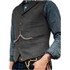 AeoTeokey - Gilet da uomo classico in lana e tweed, senza maniche, stile casual, a spina di pesce, per smoking, Grigio, L