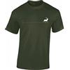 Baddery Maglietta Cacciatore da Uomo - „Walking Deer" (Verde Militare XL)