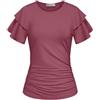 GRACE KARIN Top Estivi da Donna Eleganti e Casual, Camicia da Lavoro a Maniche Corte con Volant, Bluse da Business Trendy con Balza della Primavera 2026, Fucsia, L