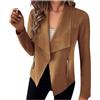 TANMESSO - Giacche da donna 2024 a maniche lunghe, aperte sul davanti, corte, in eco-pelliccia, Marrone chiaro, M