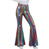 Generisch Pantaloni a zampa da donna con paillette, a vita alta, a gamba larga, con paillettes, 70 anni '80, costume da discoteca