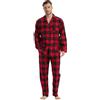 kolipajam Set Pigiama da Uomo in Flanella di Cotone 100% Tinto in Filo Parte Inferiore Accogliente con Tasche Cordoncino in Vita Pigiami Invernali per Uomo, L