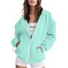 Cocila Giacca Autunnale Da Felpa Con Tasca Oversize Abbigliamento Casual Coulisse Cerniera Tinta Unita A Maniche Lunghe Cappuccio Gonna Ragazza (Green Xl)