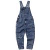 Generico Salopette Uomo Jeans Pantaloni Estivi da Lavoro in Denim Hiphop Vintage Tuta Streetwear Jeans Spalline Regolabili Pantaloni Baggy Ampia e Dritta Punk Anni 90 Vintage Multitasche