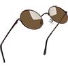 Joopin Occhiali da Sole Uomo Donna Rotondi Vintage Polarizzati UV400 | Montatura metallo sottile tondi piccoli hippie retrò lenti specchio unisex adulti