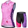 Mydawan Completo Ciclismo Donna Estivo Abbigliamento Bici MTB,Tuta Ciclista Maglietta da Ciclo Senza Maniche Gilet e Pantaloncini Short Bike con 19D Gel Imbottiti,Maglia Bicicletta Asciugatura Rapida|12,M