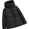 Generico Piumino Invernale Da Donna Spesso Caldo Tinta Unita Con Coulisse Vita Stretta Casual Ampio Con Cappuccio Piumino Con Cappuccio Alla Moda Per L'outdoor (Nero,S)