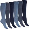 Footstar Calze al ginocchio per donna e uomo (6 paia) senza cuciture, calze per diabetici, Blu, 39-42