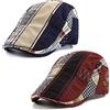 JFAN Coppola Basco Uomo in Cotone Berretto Vintage Regolabile Newsboy Flat cap Cappello Uomo Blu Scuro + Borgogna Taglia Unica