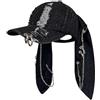 Cynefoa Y2k Cappello Grunge Denim Bunny Ear Cap Distressed Baseball Cap Anello di Ferro Punk Kpop Abiti per le Donne Accessori Unisex, Nero , Taglia unica