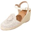 Generico Sandali Donna Estive con Zeppa Boho 35-43 EU in Rete Traspirante Traforata con Fibbia Sandali Chiuse Eleganti Cerimonia Scarpe Casual Chic Comode per Casa Lavoro Sera Festa Vacanze Spiaggia,Bianco,36
