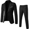 Générique Costume a tre pezzi da uomo Blazer elegante per gli affari gilet comodi pantaloni casual testimone di nozze giacca smoking per uomo costume da banchetto, Nero , XXL