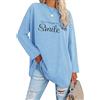 Teesho Maglietta da donna a maniche lunghe, oversize, in cotone, casual, a maniche lunghe, D-azzurro, L
