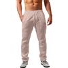 Luadnysin Pantaloni Uomo Estivi,Casual Puro Lino Eleganti Cotone Taglie Forti Calzoni Lunghi Pantalaccio Tuta Leggeri con Elastico in Vita da Lavoro di Pantalone Pants Tute Estive,Pink,Rosa,L