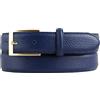 BELTINGER Cintura da abito italiana, larghezza 30 mm, uomo, cintura da abito, cintura da pantalone, pelle strutturata, fibbia dorata | blu 105cm
