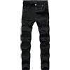 vokkrv Jeans Pantaloni da Uomo in Denim Ginocchio Strappato Casual Slim Fit Sottili Elasticizzato Pantaloni Hip-Hop Ragazzo Chino Skinny Ripped Pantaloni Bianco Nero Rosso
