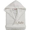Cieffepi Home Collections SOLO MIO BASIC Accappatoio personalizzato unisex adulto con cappuccio in spugna di puro cotone (L, Panna)