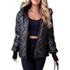 WXDTW Piumino da donna con cappuccio, alla moda, casual, trapuntato, isolante, leggero, caldo, piumini da donna, Nero , S