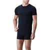 Intimitaly Set 2 Magliette Intime Uomo Cotone Elasticizzato Girocollo e Scollo V - T Shirt Basic Finissima Cuciture Piatte Intimo Maglietta Uomo Nera Bianca e Colorata (2 Girocollo Blu, 7/XXL)