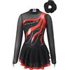inhzoy Vestito da Pattinaggio Artistico Bambina Abito da Balletto Danza Ballerina con Strass Body Danza Classica Maniche Lunghe Leotard Costume da Ballo Samba Salsa Jazz